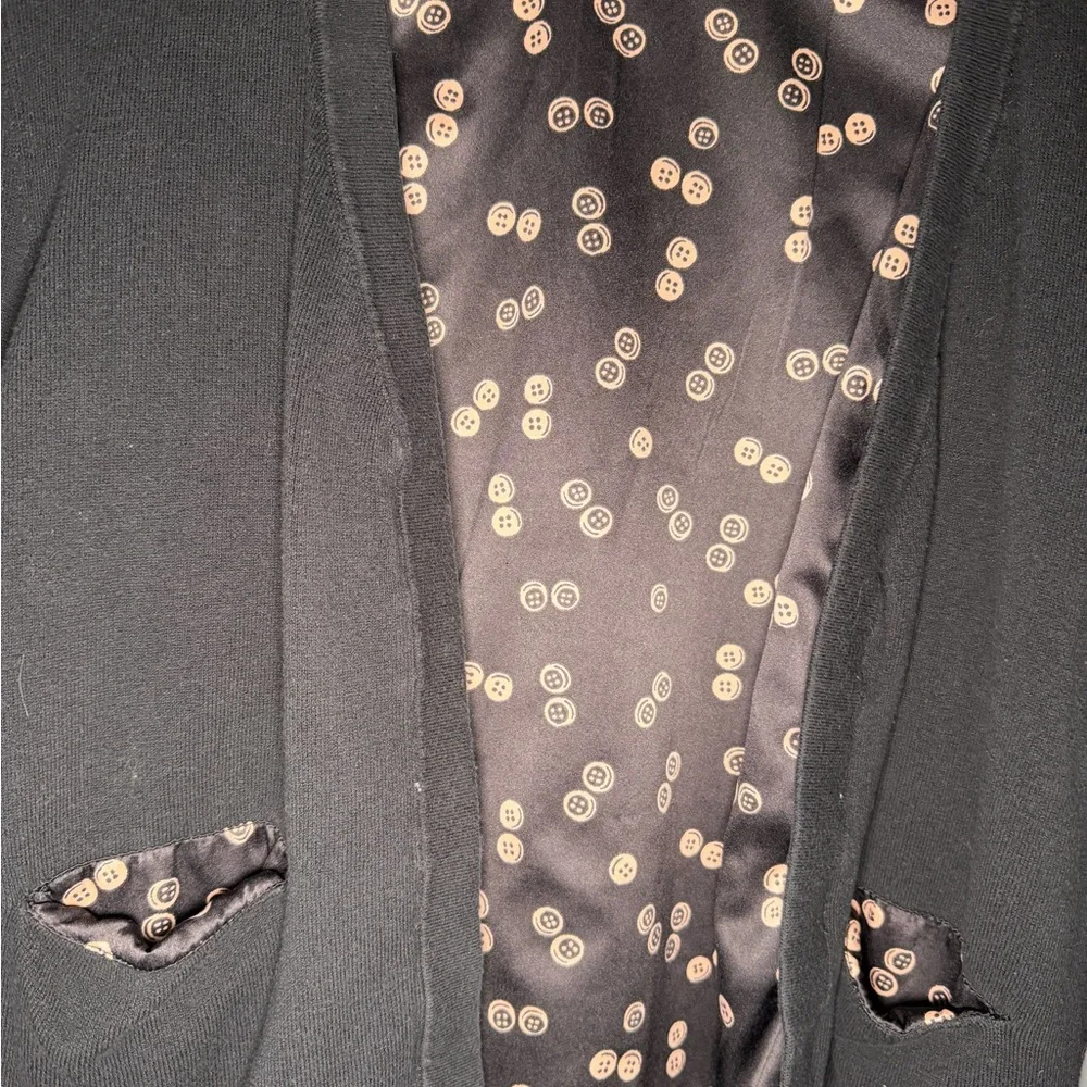 Anthropologie monogram HWR button print long sleeve open front cardigan